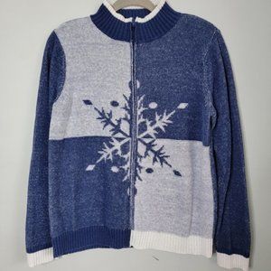 Vintage Crystal Kobe Medium Blue Snowflake Christmas Winter Sweater